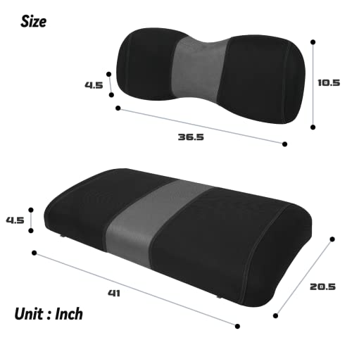 Golf Cart Front Seat Covers Fit Yamaha G29 Drive/Drive 2, Washable Breathable Air Mesh Cloth Adjustable Seat Cover for Golf Cart, Black and Gray|B0C557612J