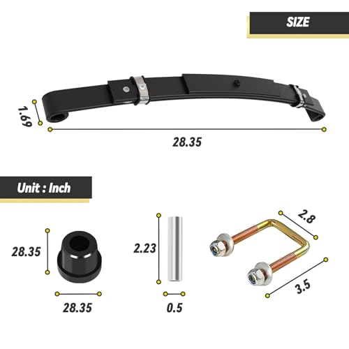 Heavy Duty Golf Cart Rear Leaf Spring Kit 3-leaf Leaf Spring with Bushings & Sleeves for EZGO TXT Golf Cart 1996-2009|B0D3P26D98