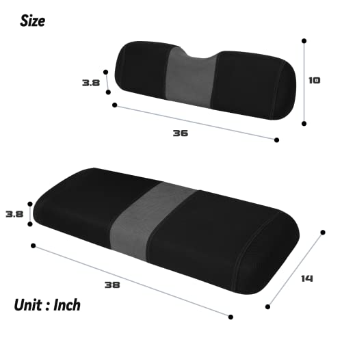 Golf Cart Seat Covers Washable Breathable Air Mesh Cloth Adjustable Back Seat Cover Fit Golf Cart Aftermarket Common Rear Seat Kit, Black and Gray|B0C558MX9V
