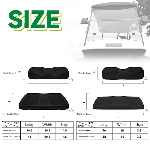 Golf Cart Seat Covers for EZGO TXT 1994-2013, Waterproof & Sun Resistant Marine Grade Vinyl Leather EZGO TXT Golf Cart Seat Cover Replacement, No Stapler Required, Ezgo Golf Cart Accessories|B0BRSRDFV3