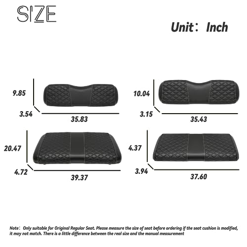 Golf Cart Seat Covers Front and Rear Waterproof and Sun Resistant Marine Grade Vinyl Leather Seat Cover Accessories for EZGO TXT 1994-2013, Black(4PCS)|B0C89KR6XN