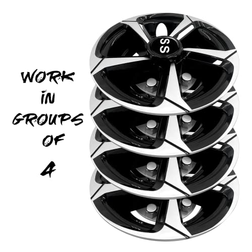 Golf Cart SS Wheel Covers Hub Caps for EZGO Club Car Yamaha 8 Inch Hubcaps for Golf Cart, Set of 4, Black and Silver|B0BYZFNNLB