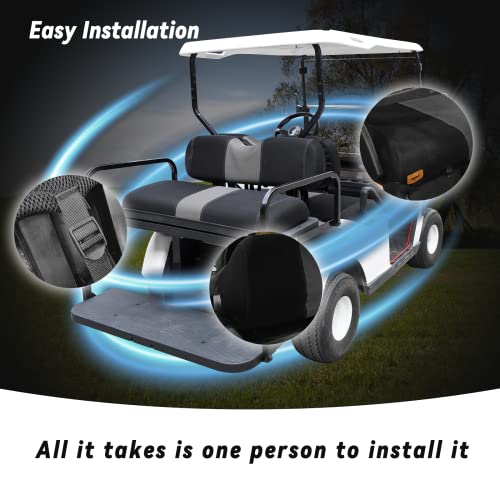 Golf Cart Seat Covers Washable Breathable Air Mesh Cloth Adjustable Back Seat Cover Fit Golf Cart Aftermarket Common Rear Seat Kit, Black and Gray|B0C558MX9V