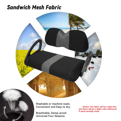 Golf Cart Front Seat Covers Fit Club Car Precedent 2004 up, Washable Breathable Air Mesh Cloth Adjustable Seat Cover for Golf Cart, Black and Gray|B0C559CW2T