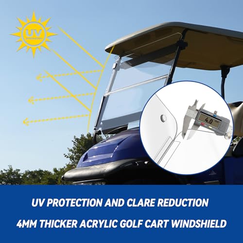 Golf Cart Club Car Precedent Windshield for 2004 up Precedent Club Car Tempo 2017+ Club Car Onward 2017+ Transparent Foldable UV Protection and Shock Resistant Acrylic Windshield|B0DJ2FWHW2