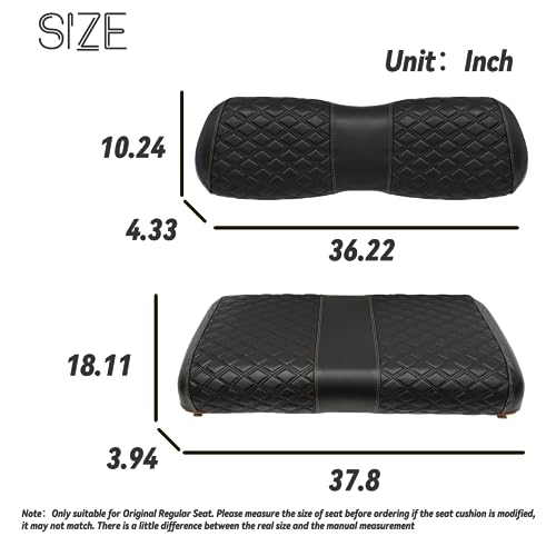 Golf Cart Seat Covers for Club Car DS 2000.5+ Front OEM Universal Seat Cushion, Marine Grade Vinyl Leather Club Car DS Seat Covers/Easy to Install-Black (2PCS)|B0C89MF2FZ
