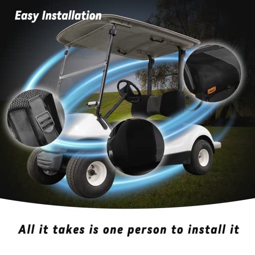 Golf Cart Front Seat Covers Fit Yamaha G29 Drive/Drive 2, Washable Breathable Air Mesh Cloth Adjustable Seat Cover for Golf Cart, Black and Gray|B0C557612J