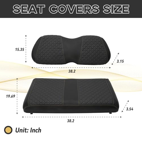Club Car Precedent Seat Covers, Club Car Golf Cart Seat Covers for 2004+ Precedent OEM Ordinary Seat, Marine Grade Vinyl Leather, Anti-Scratch/Anti-Fading/Easy to Install, Black/2 PCS|B0DPKTJHHV