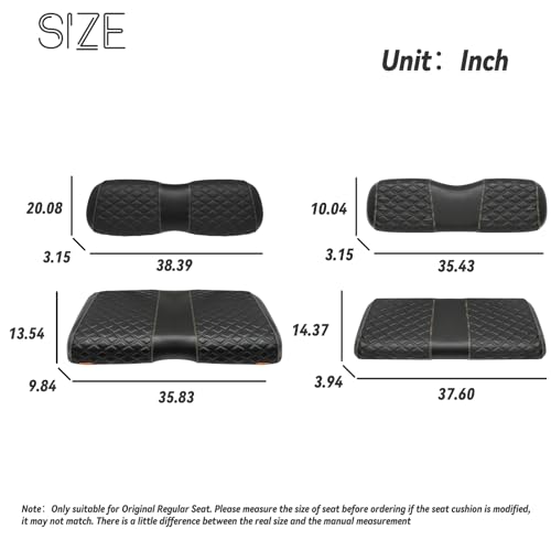 Golf Cart Front and Rear Seat Covers Waterproof and Sun Resistant Marine Grade Vinyl Leather Seat Cover Accessories for EZGO RXV 2008+, Black(4PCS)|B0CJHQMTG2