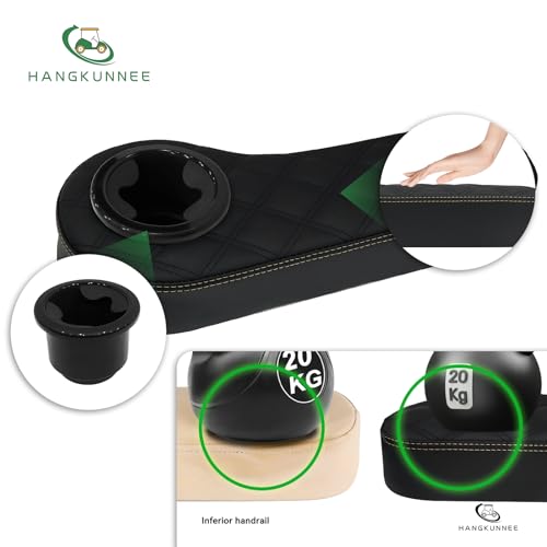 Golf Cart Armrest with Cup Holder for EZGO Club Car Yamaha, No Drilling Required Golf Cart Armrest Kits for Rear Seat with 1inch and 0.78 inch Square Tube Frame|B0CWTST46N