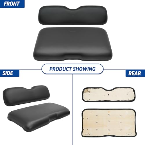 Front Replacment Seat Cushions for EZGO RXV 2008+, 2 PCS Sets Contain Backrest and bottom Seat, Black|B0CL29ZS4W