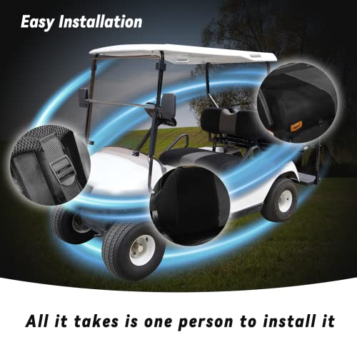 Golf Cart Front and Rear Seat Covers Fit EZGO TXT 1994-2013 and Aftermarket Common Rear Seat, Washable Breathable Air Mesh Cloth Adjustable Seat Cover for Golf Cart, Black and Gray|B0C558H5TS