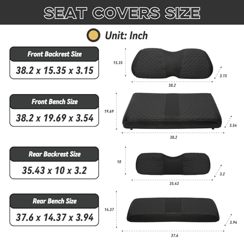 Club Car Precedent Seat Covers, Club Car Golf Cart Seat Covers for 2004+ Precedent OEM Ordinary Seat, Marine Grade Vinyl Leather, Anti-Scratch/Anti-Fading/Easy to Install, Black/4 PCS|B0DPKTQ69S