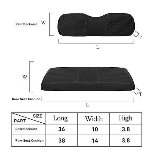 Golf Cart Diamond seat Cover for Universal Back Seat Cushion, Golf cart Vinyl seat Cover with Black/Red Stitching|B0BRSQLZPW