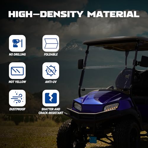 Golf Cart Club Car Precedent Windshield for 2004 up Precedent Club Car Tempo 2017+ Club Car Onward 2017+ Transparent Foldable UV Protection and Shock Resistant Acrylic Windshield|B0DJ2FWHW2
