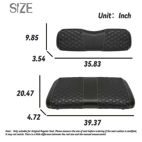 Golf Cart Seat Covers for EZGO TXT 1994-2013 Front OEM Universal Seat Cushion, Marine Grade Vinyl Leather EZGO TXT Seat Covers/Easy to Install-Black (2PCS)|B0C89J73FQ