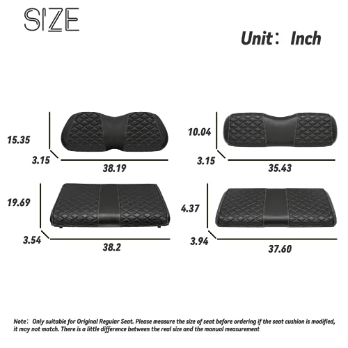 Golf Cart Front and Rear Seat Covers Waterproof and Sun Resistant Marine Grade Vinyl Leather Seat Cover Accessories for Club Car Precedent 2004+, Black(4PCS)|B0C89L5BTJ