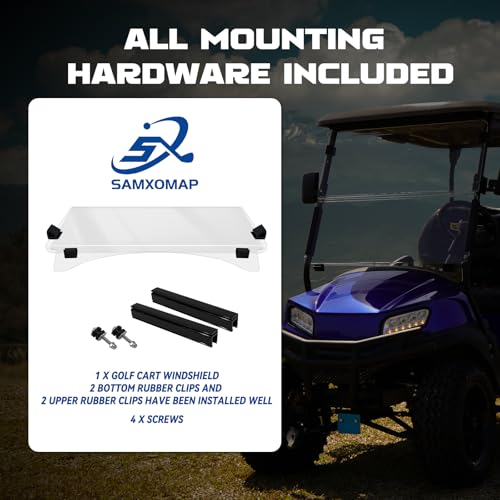Golf Cart Club Car Precedent Windshield for 2004 up Precedent Club Car Tempo 2017+ Club Car Onward 2017+ Transparent Foldable UV Protection and Shock Resistant Acrylic Windshield|B0DJ2FWHW2