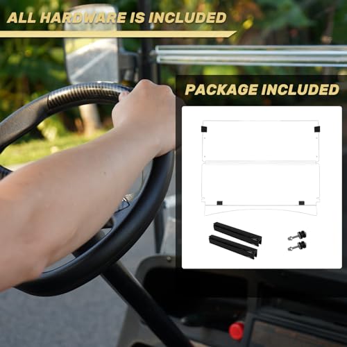 Golf Cart Windshield EZGO TXT Windshield Fits 2014-Up EZGO TXT Golf Cart Prevent UV Ray and Foldable Clear EZ GO Windshield|B0CKPKFWJZ
