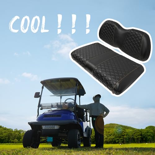 Golf Cart Seat Covers for Club Car Precedent/Onward/Tempo 2004+ Front OEM Universal Seat Cushion, Marine Grade Vinyl Leather Club Car Seat Covers/Easy to Install-Black (2PCS)|B0C89KPFL1
