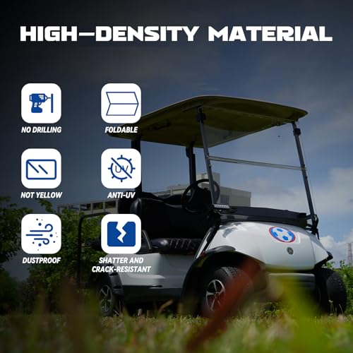 Yamaha Drive Golf Cart Windshield Yamaha G29 Windshield for 2007-2016 Yamaha Drive Transparent Foldable UV Protection and Shock Resistant Acrylic Windshield|B0DJ2FG4FB