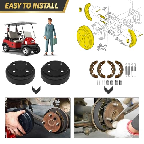 SAMXOMAP Golf Cart Brake Repair Kit fit Club Car DS 1995-Up and Precedent 2004-Up,Club Car Brake Drums & Brake Pads & Brake Shoes Spring Kit,OEM# 1018163-01,1011466, 1018232-01, 1017911-01