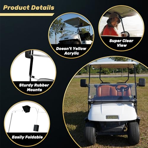 Golf Cart Windshield EZGO TXT Windshield Fits 2014-Up EZGO TXT Golf Cart Prevent UV Ray and Foldable Clear EZ GO Windshield|B0CKPKFWJZ