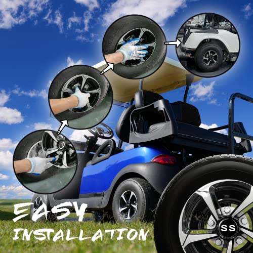 Golf Cart SS Wheel Covers Hub Caps for EZGO Club Car Yamaha 8 Inch Hubcaps for Golf Cart, Set of 4, Black and Silver|B0BYZFNNLB