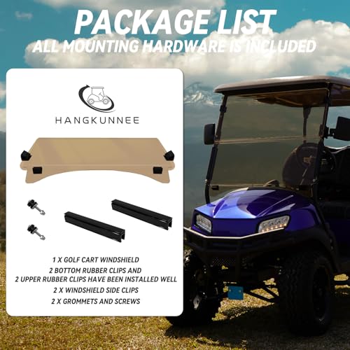Golf Cart Windshield for Club Car DS Precedent, Clear/Tinted Fold Down Windshield Anti-UV Impact Resistant|B0DDGH15V5