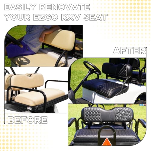 EZGO RXV Seat Covers, EZGO Golf Cart Seat Covers for 2008+ EZGO RXV OEM Ordinary Seat, Marine Grade Vinyl Leather, Anti-Scratch/Anti-Fading/Easy to Install, Black/4 PCS|B0DPKTKDN7