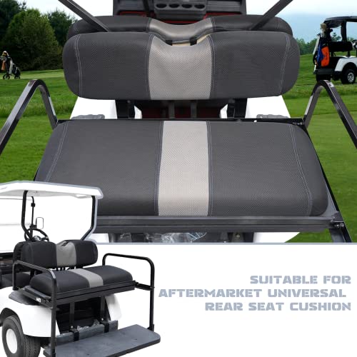 Golf Cart Seat Covers Washable Breathable Air Mesh Cloth Adjustable Back Seat Cover Fit Golf Cart Aftermarket Common Rear Seat Kit, Black and Gray|B0C558MX9V