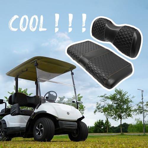 Golf Cart Front Seat Covers for Yamaha Drive 2007-2016/Drive 2 2017+ Front OEM Universal Seat Cushion, Marine Grade Vinyl Leather Seat Covers/Easy to Install-Black(2PCS)|B0C89KMVL9