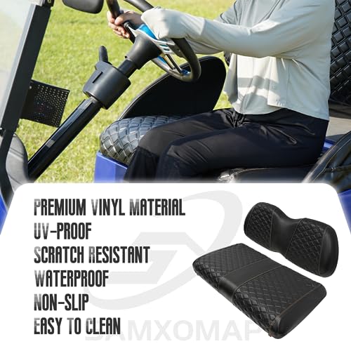 Golf Cart Seat Covers for Club Car Precedent/Onward/Tempo 2004+ Front OEM Universal Seat Cushion, Marine Grade Vinyl Leather Club Car Seat Covers/Easy to Install-Black (2PCS)|B0C89KPFL1