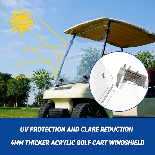 Club Car DS Golf Cart Windshield Club Car DS Windshield for 2000.5+ Club Car DS Transparent Foldable UV Protection and Shock Resistant Acrylic Windshield|B0DJ2J2GC5