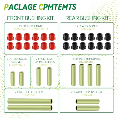 SAMXOMAP Club Car Precedent Bushing Kit, Golf Cart Bushing and Sleeve Kits, Front Suspension & Rear Suspension and A Arm Bushing Kits, Fit for Precedent 2004-Up, OEM #102506601, 102506401, 102956201, 102956201