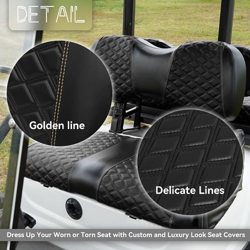 Golf Cart Front Seat Covers for Yamaha Drive 2007-2016/Drive 2 2017+ Front OEM Universal Seat Cushion, Marine Grade Vinyl Leather Seat Covers/Easy to Install-Black(2PCS)|B0C89KMVL9