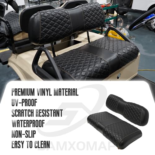 Golf Cart Seat Covers for Club Car DS 2000.5+ Front OEM Universal Seat Cushion, Marine Grade Vinyl Leather Club Car DS Seat Covers/Easy to Install-Black (2PCS)|B0C89MF2FZ