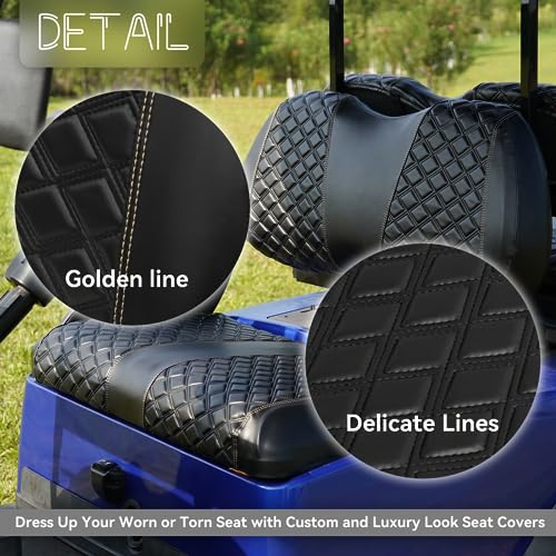 Golf Cart Seat Covers for Club Car Precedent/Onward/Tempo 2004+ Front OEM Universal Seat Cushion, Marine Grade Vinyl Leather Club Car Seat Covers/Easy to Install-Black (2PCS)|B0C89KPFL1