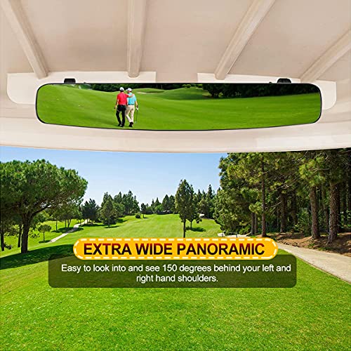 Golf Cart Rear View Mirror Fits EZGO Club Car Yamaha, 16.5 Inch Extra Wide Universal Adjustable Panoramic Golf Cart Mirror|B09FX91SHP