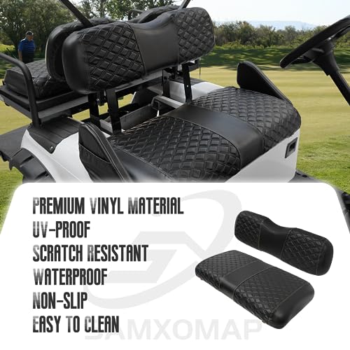 Golf Cart Seat Covers for EZGO TXT 1994-2013 Front OEM Universal Seat Cushion, Marine Grade Vinyl Leather EZGO TXT Seat Covers/Easy to Install-Black (2PCS)|B0C89J73FQ