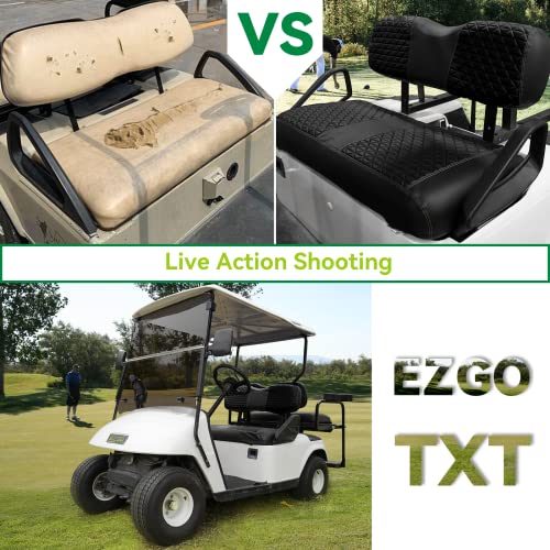 Golf Cart Seat Covers for EZGO TXT 1994-2013, Waterproof & Sun Resistant Marine Grade Vinyl Leather EZGO TXT Golf Cart Seat Cover Replacement, No Stapler Required, Ezgo Golf Cart Accessories|B0BRSRKW6W