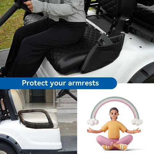 YUWEIDG0769Golf Cart Armrest Covers, Golf Cart Vinyl Arm Cover with Black|B0C9MBCVC5