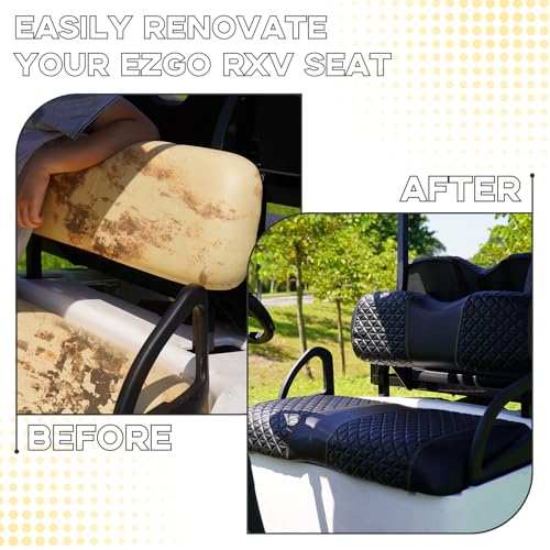 EZGO RXV Seat Covers, EZGO Golf Cart Seat Covers for 2008+ EZGO RXV OEM Ordinary Seat, Marine Grade Vinyl Leather, Anti-Scratch/Anti-Fading/Easy to Install, Black/2 PCS|B0DPKV5MD4
