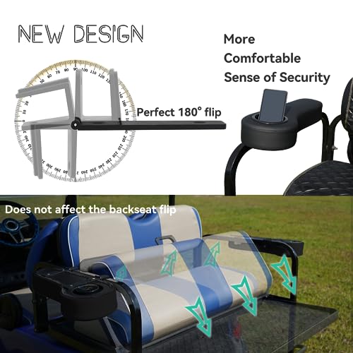 Golf Cart Armrest with Cup Holder for EZGO Club Car Yamaha Aftermarket Rear Seat Kit|B0C9Q9BRMG