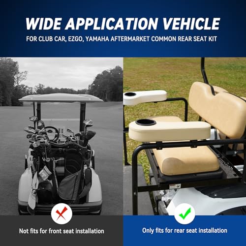 Golf Cart Universal Rear Replacement Cushions for EZGO/Club Car/Yamaha with Flip Rear Seat Kit, Black,2 Piece Set, Beige|B0CZD4K7CH
