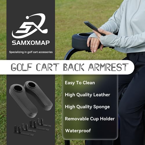 Golf Cart Armrest with Cup Holder for EZGO Club Car Yamaha Aftermarket Rear Seat Kit|B0C9Q9BRMG