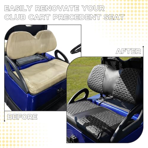 Club Car Precedent Seat Covers, Club Car Golf Cart Seat Covers for 2004+ Precedent OEM Ordinary Seat, Marine Grade Vinyl Leather, Anti-Scratch/Anti-Fading/Easy to Install, Black/2 PCS|B0DPKTJHHV