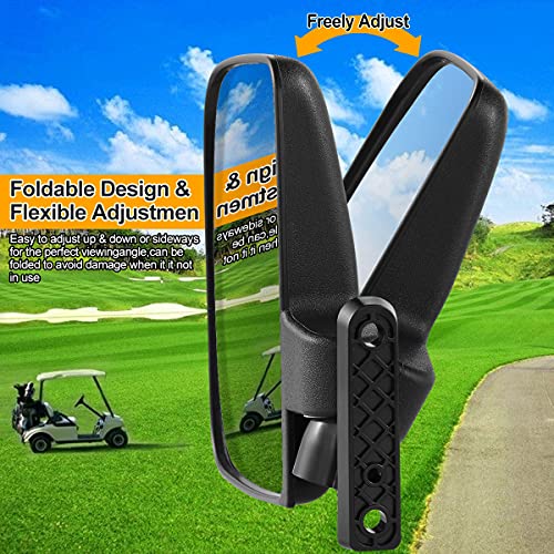 Golf Cart Side Mirrors for Club Car EZ-GO Yamaha and other 180°Adjustable Folding Wide-Angle Side View Mirror|B09SHRPJ6M