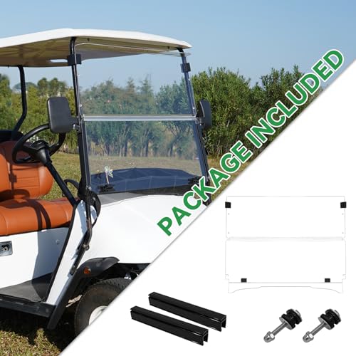 XUANYUDG0769 Golf Cart Windshield Fits 1995-2013 EZGO TXT and Medalish Transparent Acrylic To Prevent UV Ray and Foldable EZGO TXT Windshield|B0CKW1WNFX