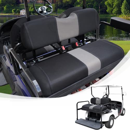 Golf Cart Seat Covers Washable Breathable Air Mesh Cloth Adjustable Back Seat Cover Fit Golf Cart Aftermarket Common Rear Seat Kit, Black and Gray|B0C558MX9V